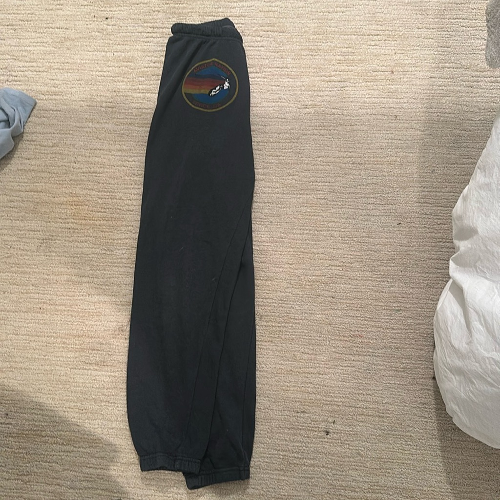 Aviator Nation Black Track Pants With Rainbow Patch